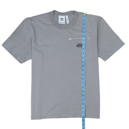 Adidas Men's Grey Crew Neck Cotton Zip Pocket T-Shirt Size M