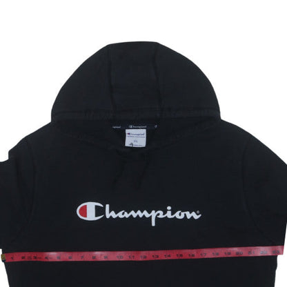 Champion Men's Black Pullover Hoodie 2XL Logo Fleece Sweatshirt