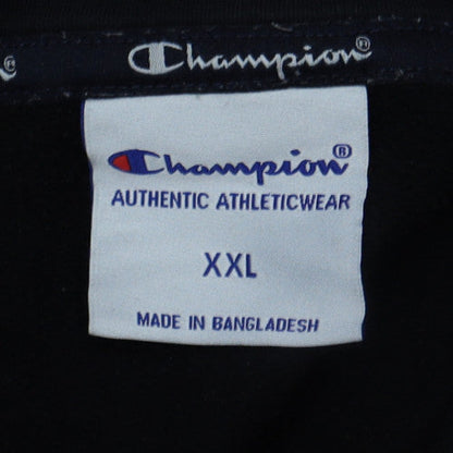Champion Men's Black Pullover Hoodie 2XL Logo Fleece Sweatshirt