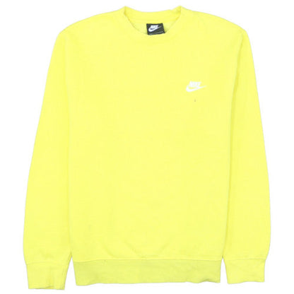 Nike Women Yellow Cotton Blend Crew Neck Pullover Sweatshirt M