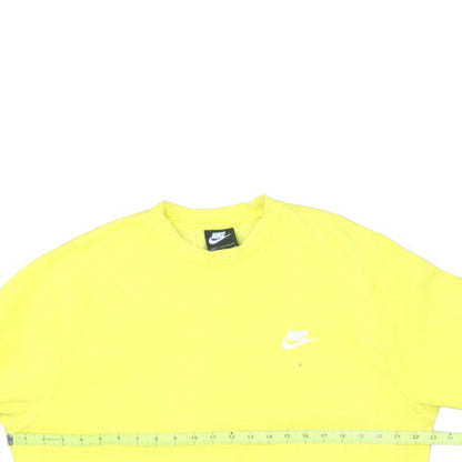 Nike Women Yellow Cotton Blend Crew Neck Pullover Sweatshirt M