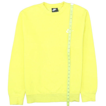 Nike Women Yellow Cotton Blend Crew Neck Pullover Sweatshirt M