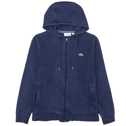 Lacoste Sport Womens Navy Full Zip Hoodie Size L Cotton Blend