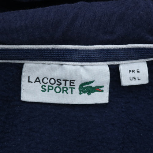 Lacoste Sport Womens Navy Full Zip Hoodie Size L Cotton Blend