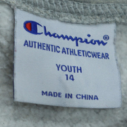 Champion Boys Grey Pullover Hoodie Size 14 Classic Fit Fleece Lined