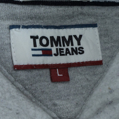 Tommy Jeans Men Grey Full Zip Hoodie L Regular Fit Cotton Blend