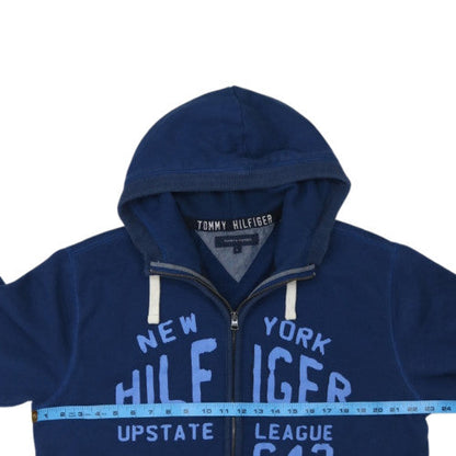 Tommy Hilfiger Men's Blue Full Zip Hoodie L Logo Sportswear