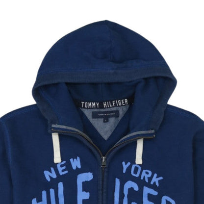 Tommy Hilfiger Men's Blue Full Zip Hoodie L Logo Sportswear