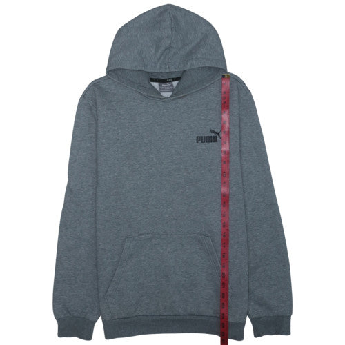 Puma Men's Grey Pullover Hoodie L Fleece Logo Sportswear