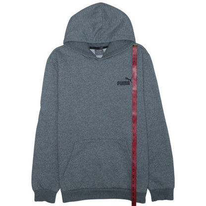 Puma Men's Grey Pullover Hoodie L Fleece Logo Sportswear