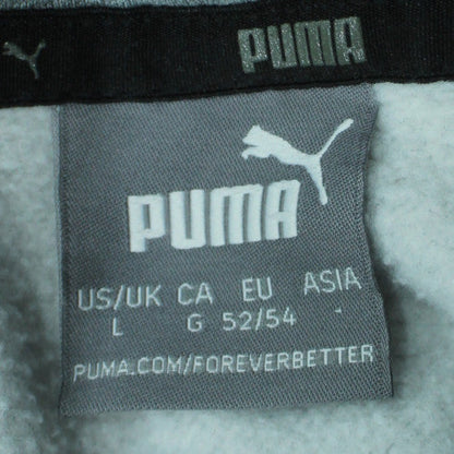 Puma Men's Grey Pullover Hoodie L Fleece Logo Sportswear