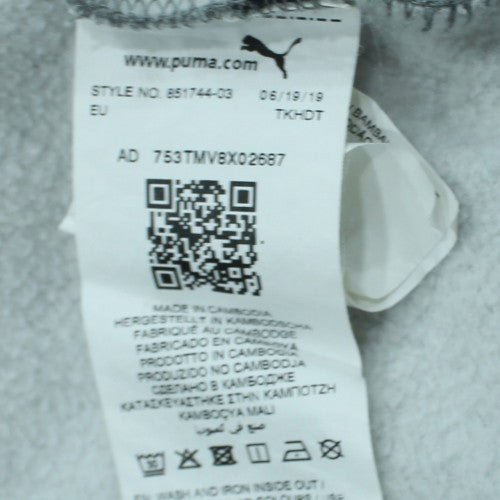 Puma Men's Grey Pullover Hoodie L Fleece Logo Sportswear