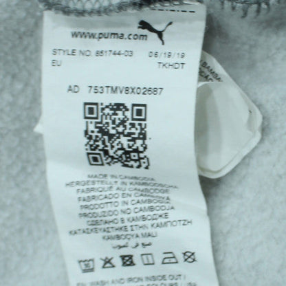 Puma Men's Grey Pullover Hoodie L Fleece Logo Sportswear