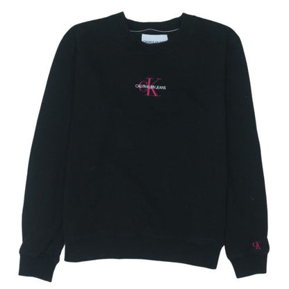 Calvin Klein Jeans Women Black L Sweatshirt Logo Cotton Crew Neck