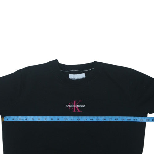 Calvin Klein Jeans Women Black L Sweatshirt Logo Cotton Crew Neck