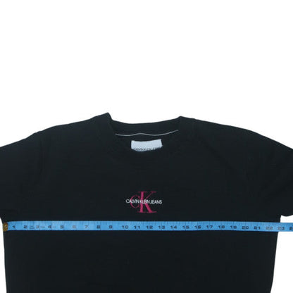 Calvin Klein Jeans Women Black L Sweatshirt Logo Cotton Crew Neck