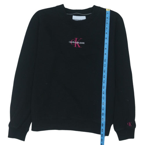 Calvin Klein Jeans Women Black L Sweatshirt Logo Cotton Crew Neck