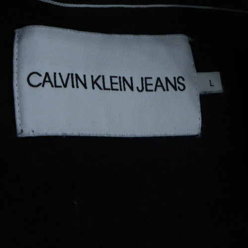 Calvin Klein Jeans Women Black L Sweatshirt Logo Cotton Crew Neck