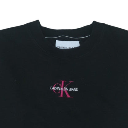Calvin Klein Jeans Women Black L Sweatshirt Logo Cotton Crew Neck