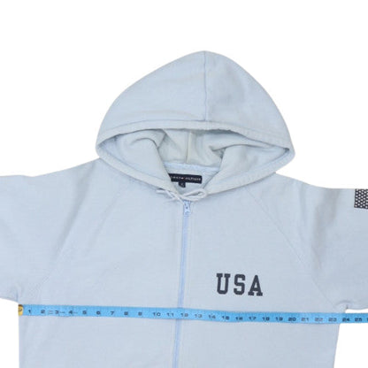 Tommy Hilfiger Women Blue Full Zip Hoodie USA Logo M Cotton Blend