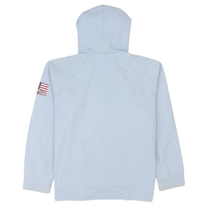 Tommy Hilfiger Women Blue Full Zip Hoodie USA Logo M Cotton Blend