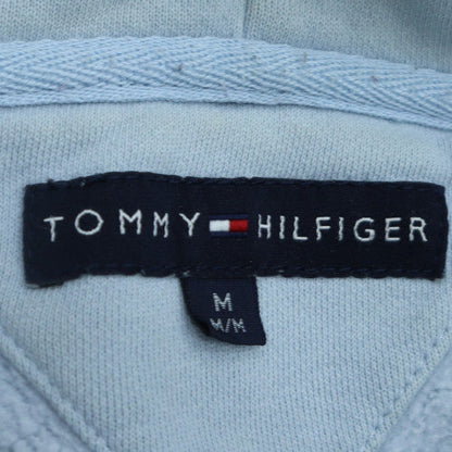Tommy Hilfiger Women Blue Full Zip Hoodie USA Logo M Cotton Blend
