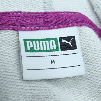 Puma Women's Grey Hoodie M Medium Pink Logo Pullover Casual