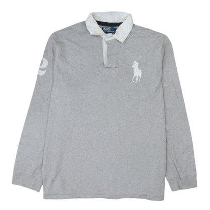 Ralph Lauren Men's Grey Long Sleeve Custom Fit Polo Shirt XL Cotton