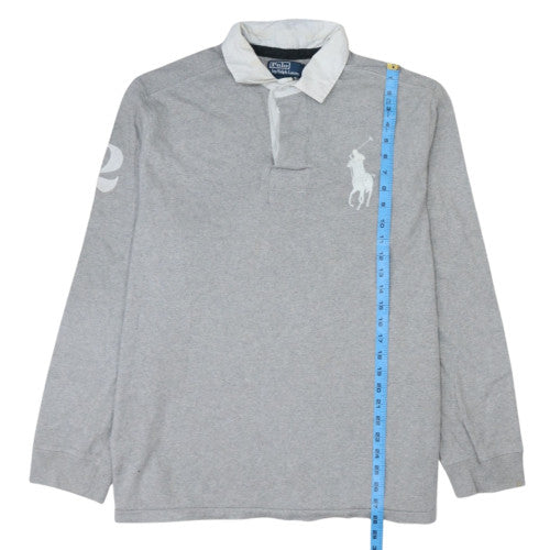Ralph Lauren Men's Grey Long Sleeve Custom Fit Polo Shirt XL Cotton