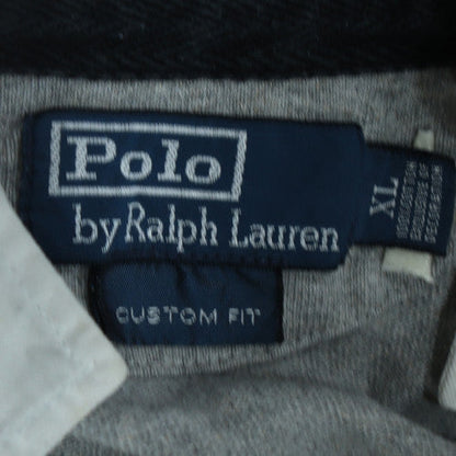 Ralph Lauren Men's Grey Long Sleeve Custom Fit Polo Shirt XL Cotton
