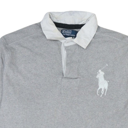 Ralph Lauren Men's Grey Long Sleeve Custom Fit Polo Shirt XL Cotton