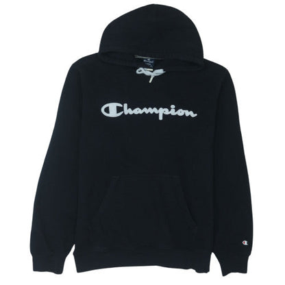 Champion Womens Black Large Pullover Hoodie with Logo Detail