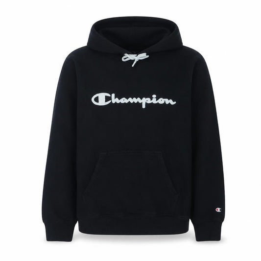 Champion Womens Black Large Pullover Hoodie with Logo Detail