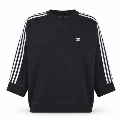Adidas Womens Black 2XL Pullover Sweatshirt with Stripes