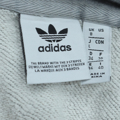 Adidas Women Grey Pullover Hoodie Lined Cotton Blend Size 8