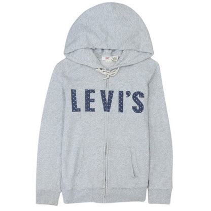 Levi's Women Grey Full Zip Hoodie XS Hooded Graphic Casual