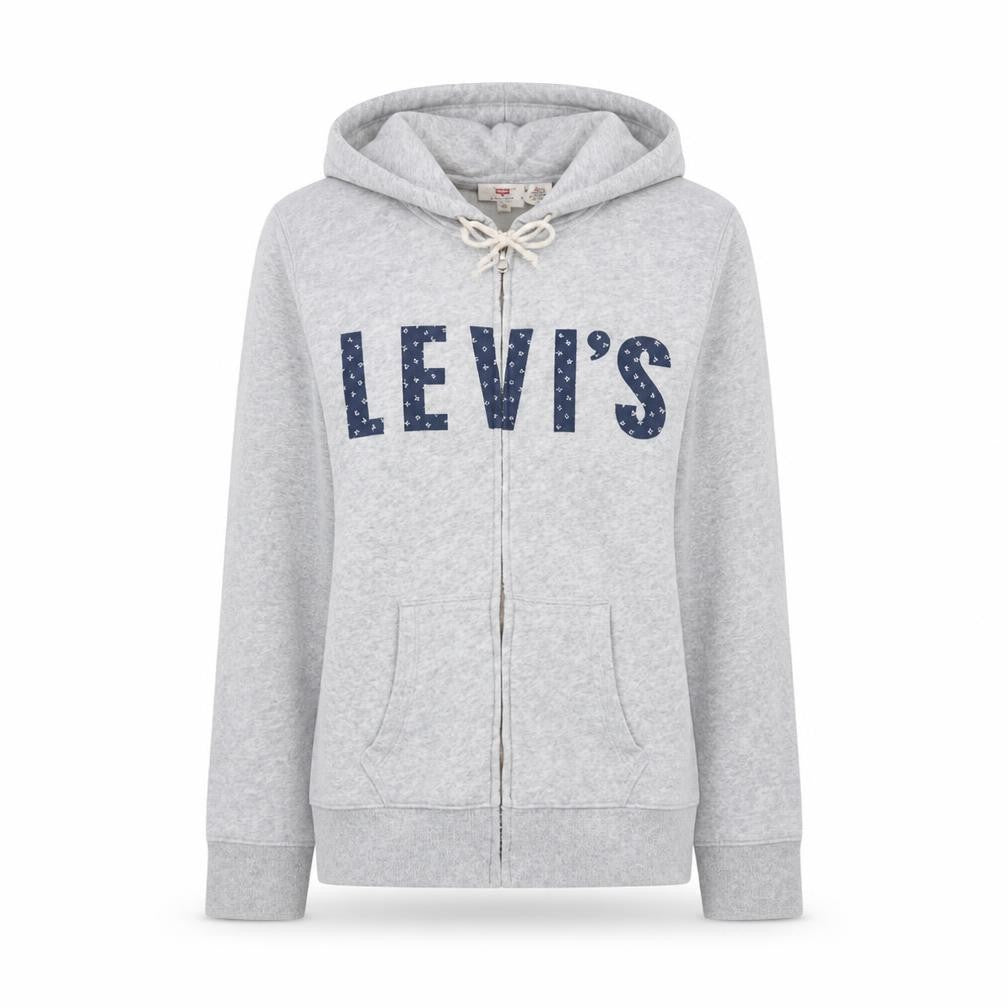 Levi's Women Grey Full Zip Hoodie XS Hooded Graphic Casual