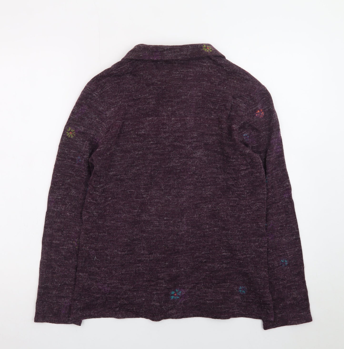 Foley's Women's Purple Floral Wool Blend Collared Cardigan Size 8