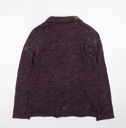Foley's Women's Purple Floral Wool Blend Collared Cardigan Size 8