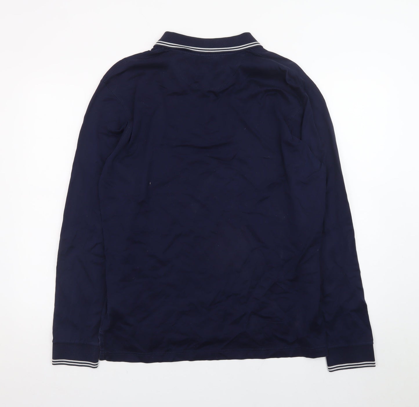 Jaeger Men's Blue Long Sleeve Cotton Polo Shirt Size L
