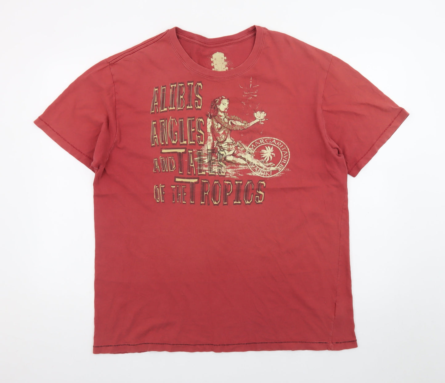 Margaritaville Men's Red XL Graphic Cotton T-Shirt Tropical Beach Style
