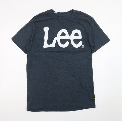 Lee Men's Blue Crew Neck Logo Short Sleeve T-Shirt Size L