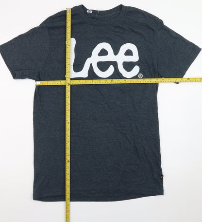 Lee Men's Blue Crew Neck Logo Short Sleeve T-Shirt Size L