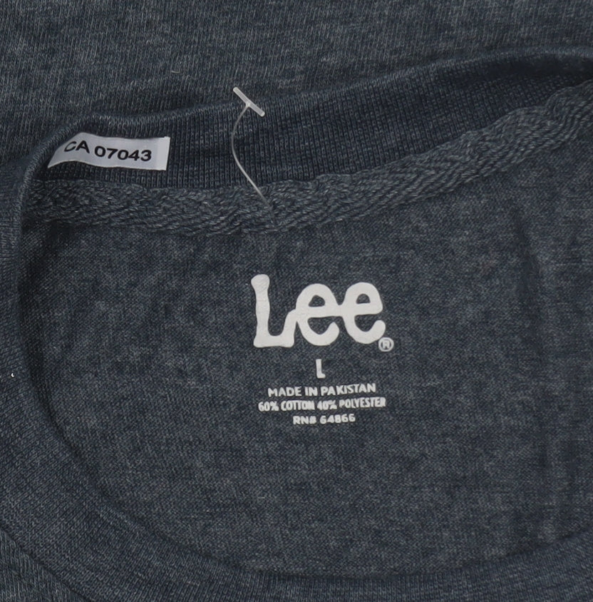 Lee Men's Blue Crew Neck Logo Short Sleeve T-Shirt Size L