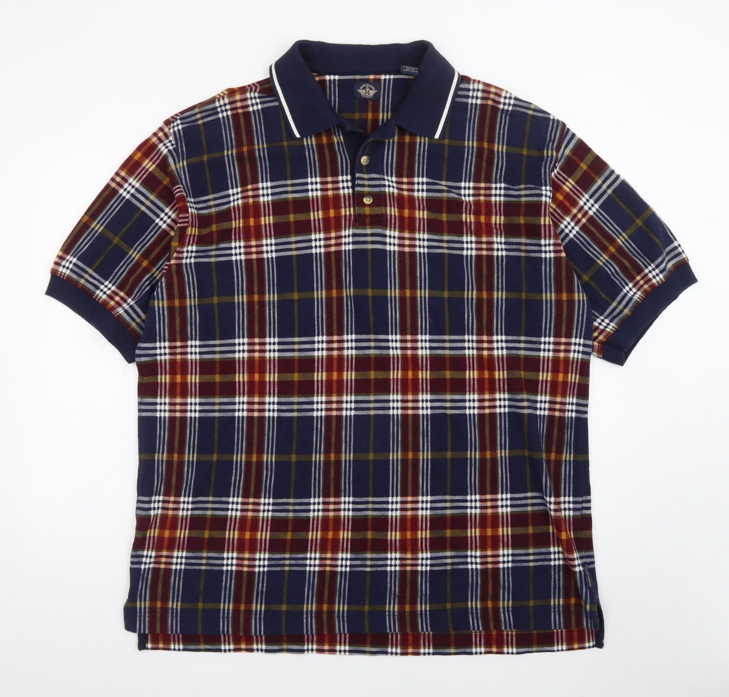 Dockers Men's Multicoloured Check Cotton Short Sleeve Polo XL
