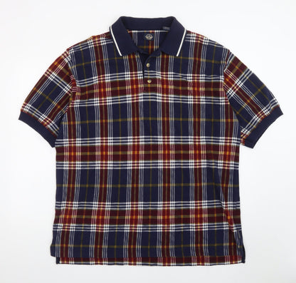 Dockers Men's Multicoloured Check Cotton Short Sleeve Polo XL