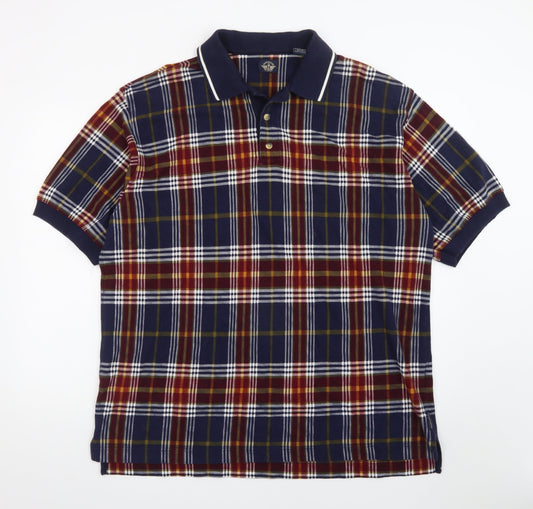 Dockers Men's Multicoloured Check Cotton Short Sleeve Polo XL