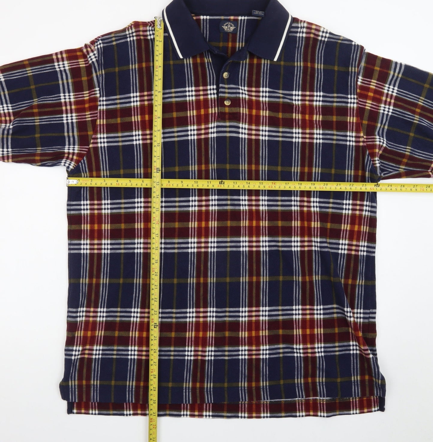 Dockers Men's Multicoloured Check Cotton Short Sleeve Polo XL
