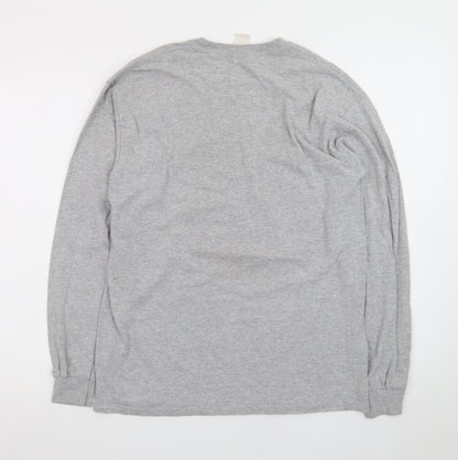 Gildan Mens Grey LB Bruins Sports Graphic Long Sleeve Cotton T-Shirt Size M
