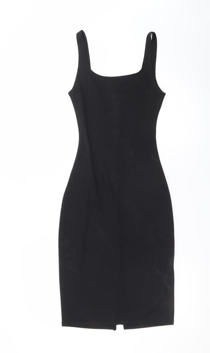 Pull&Bear Women's Black XS Sleeveless Bodycon Jersey Dress